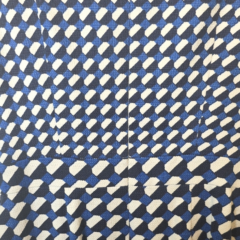 Boden Martha Pencil Sheath Dress Cobalt Blue, Black & White Retro Geometric, 8R - Picture 4 of 7